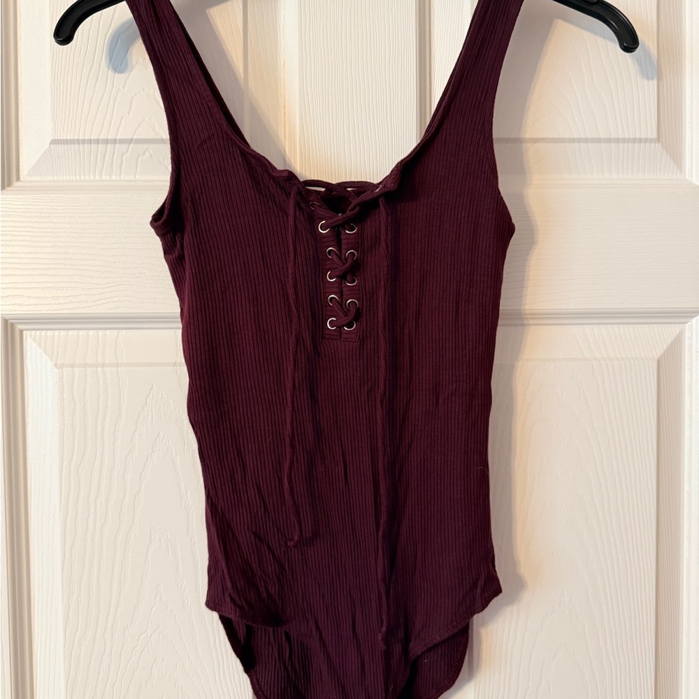 AE ribbed Lace-Up Ribbed Bodysuit size medium